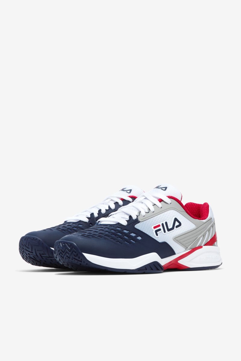 Scarpe da Tennis Uomo Fila Axilus 2 Energized Bianche Blu Marino Rosse | Italia-172010